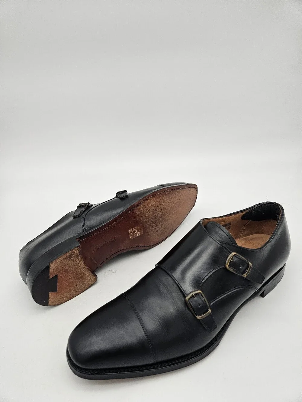 Joseph Cheaney Double Monk Buckle Black Shoes Men US Sz 11 Made in England